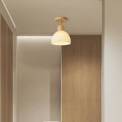 Scandinavian wood and opal glass ceiling light | ZUZEZE
