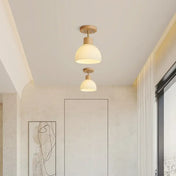 Scandinavian wood and opal glass ceiling light | ZUZEZE