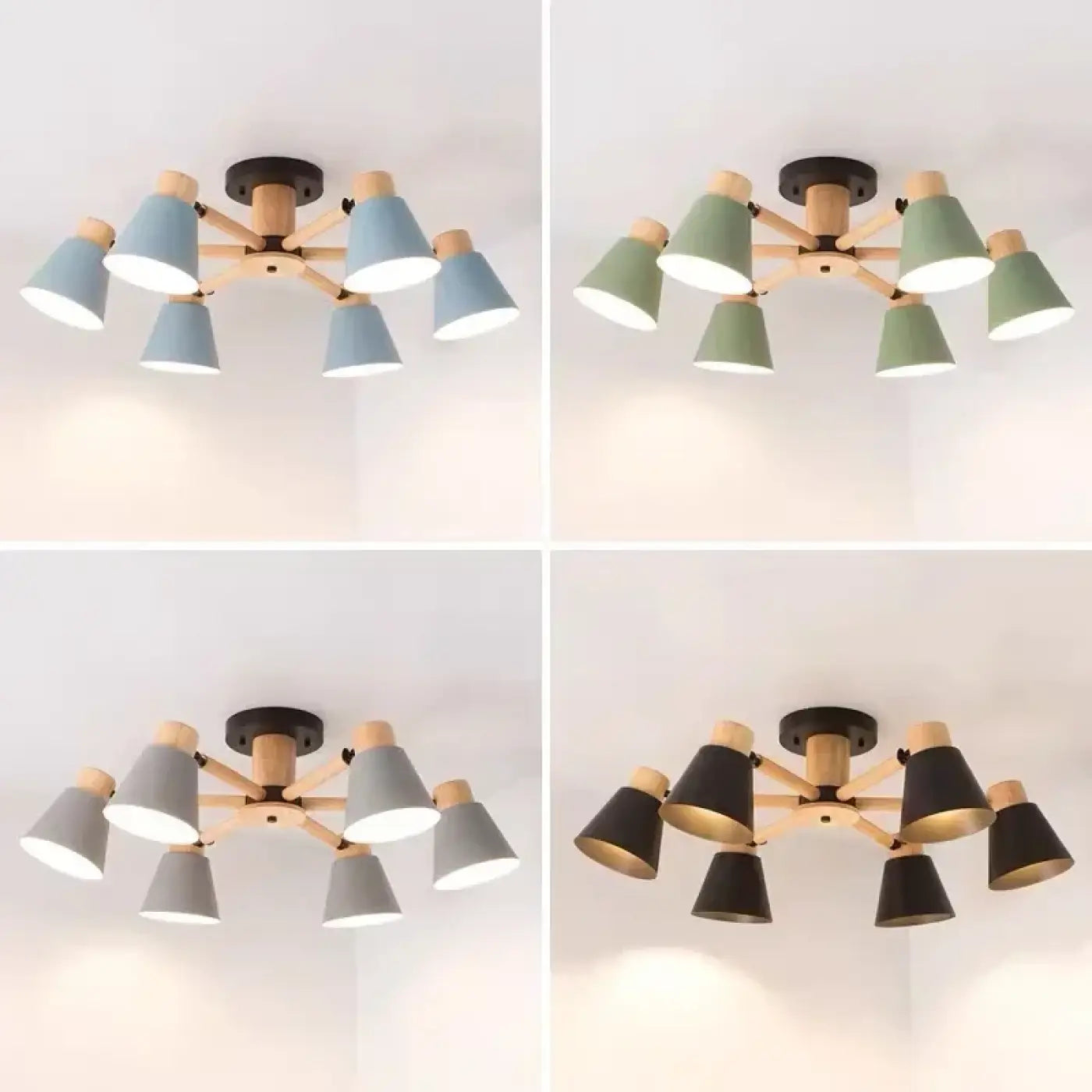 Scandinavian wood and metal 3-light ceiling light | TISI