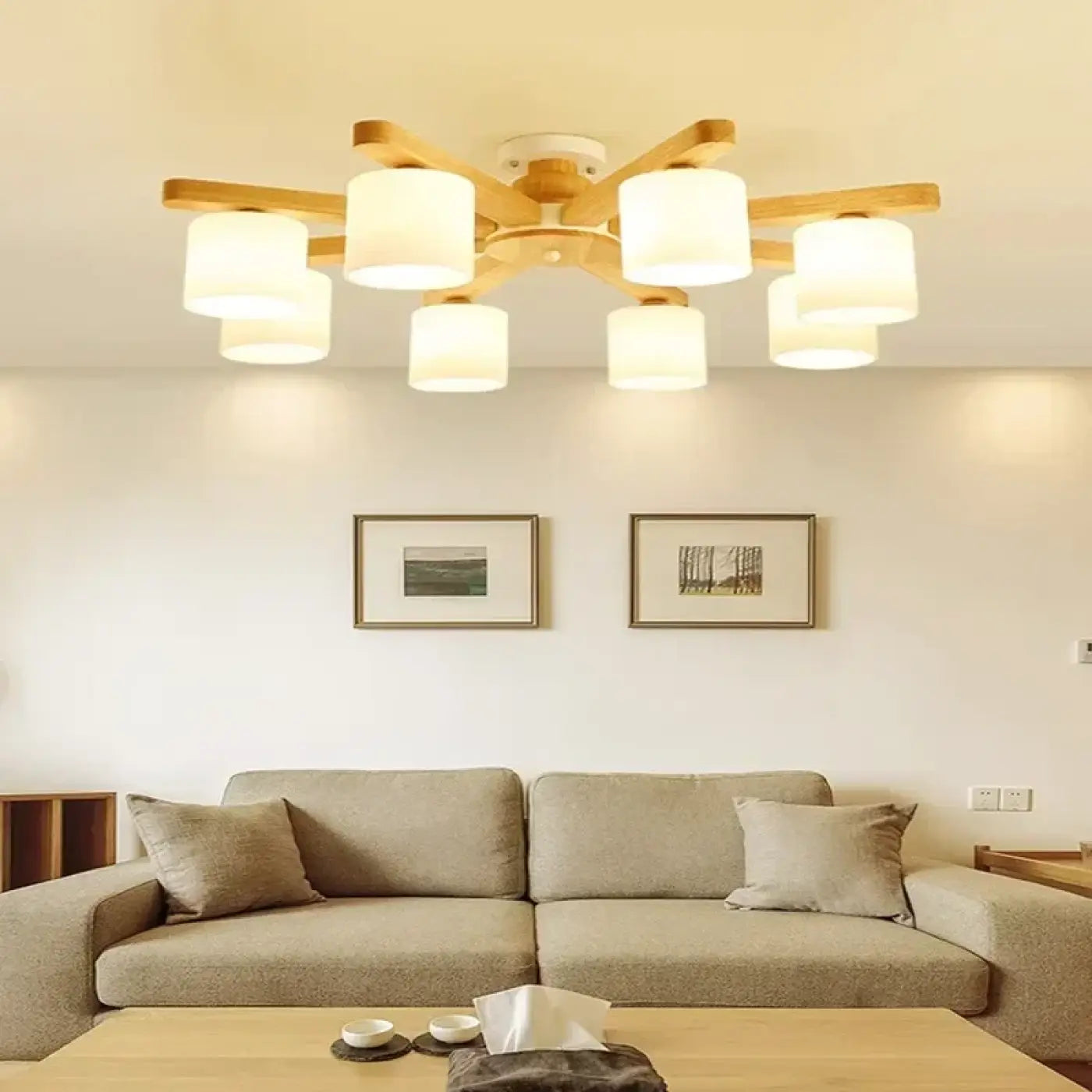 Scandinavian wood and metal 3-light ceiling light | TISI