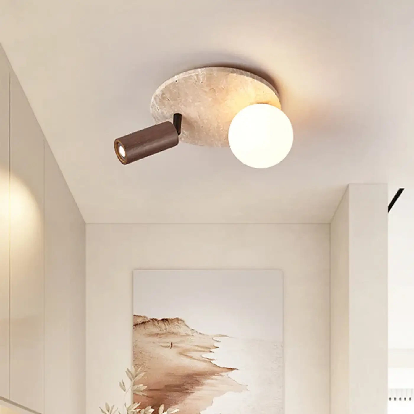 LED wood and opal glass design ceiling light | ZULOMER