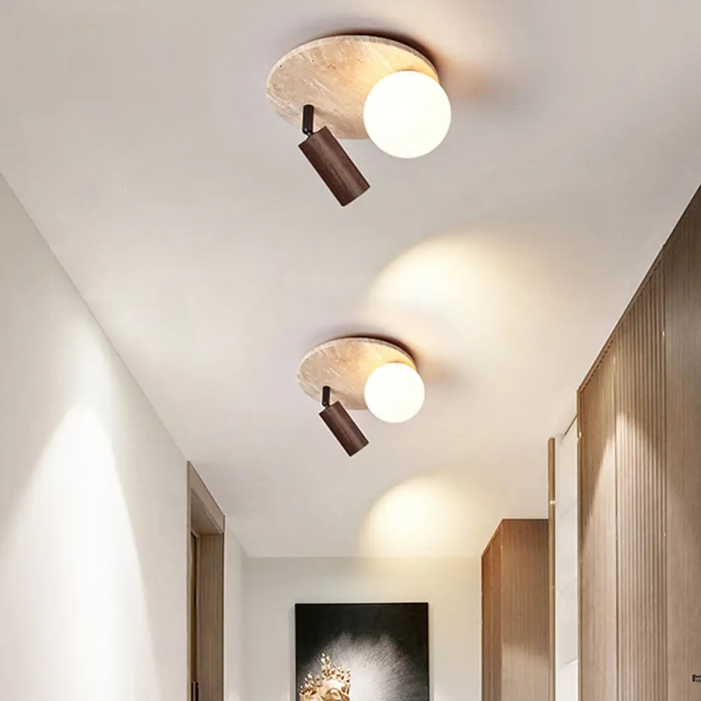 LED wood and opal glass design ceiling light | ZULOMER