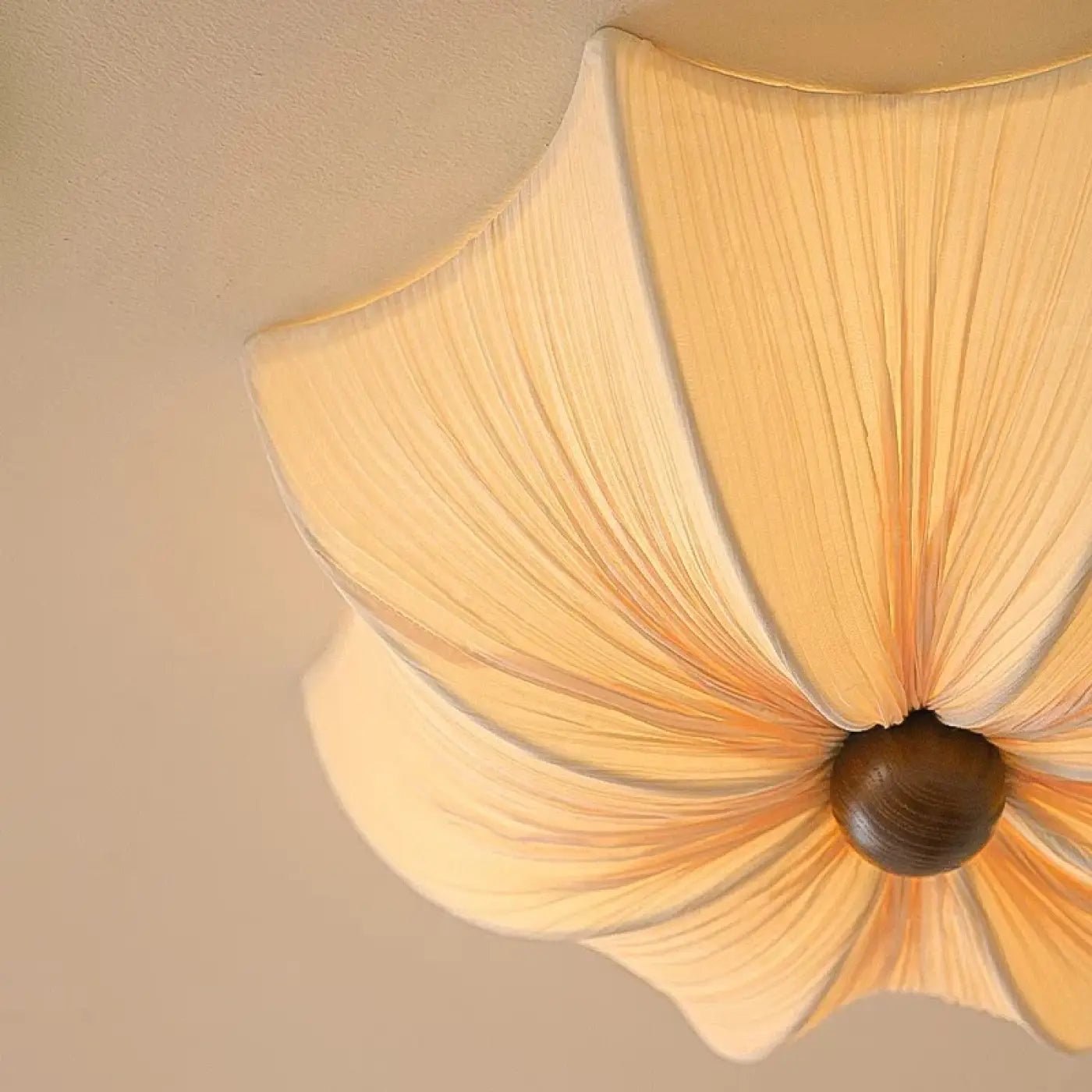 Beige pleated fabric flower-shaped ceiling light | MENAFU