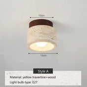 Modern travertine and wood LED ceiling light | FOBOL