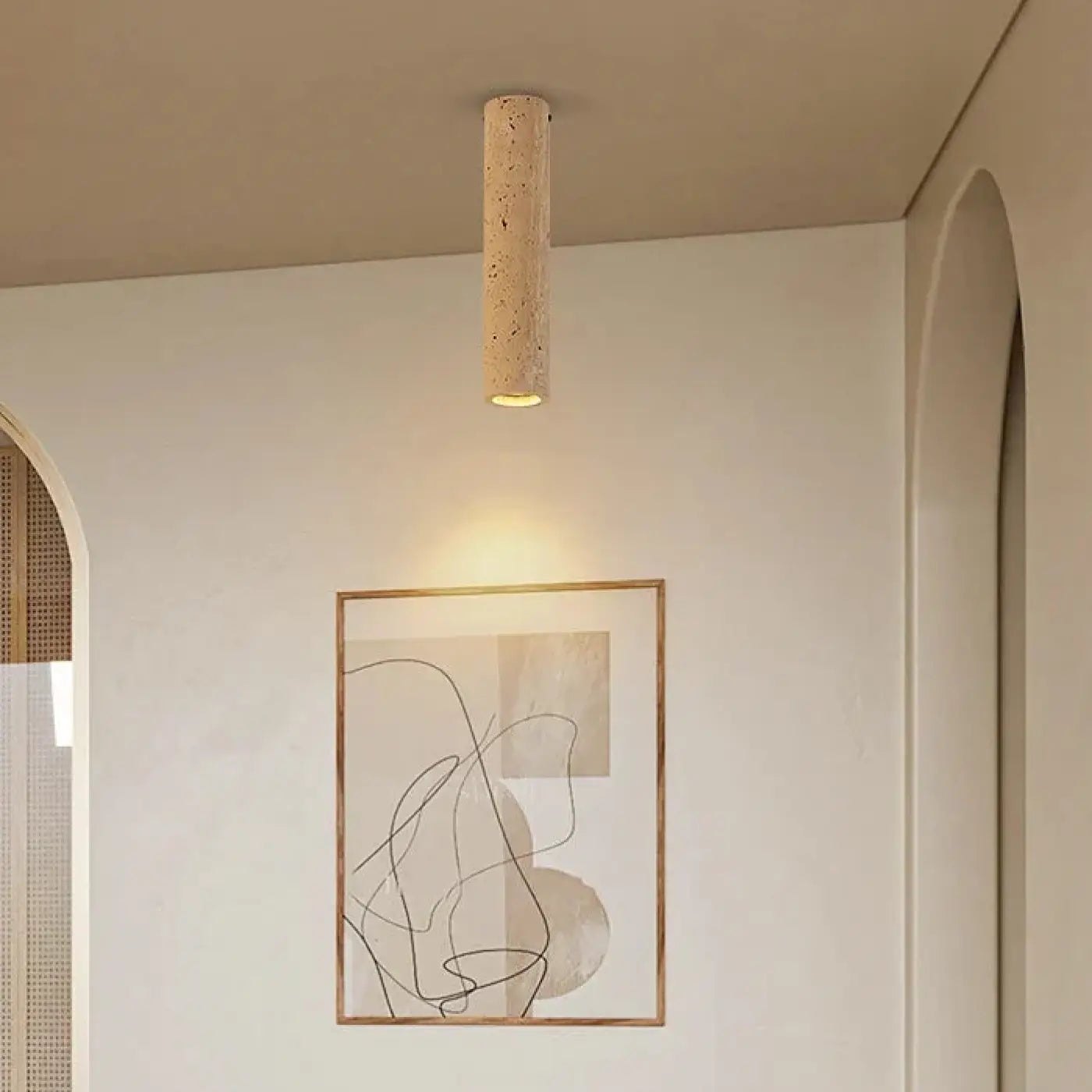 Modern beige stone and metal ceiling light | TASU