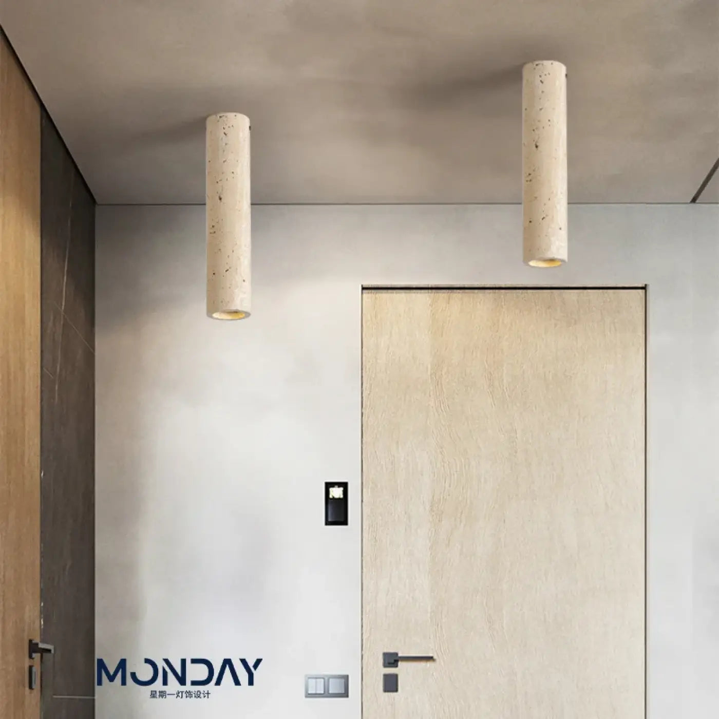 Modern beige stone and metal ceiling light | TASU