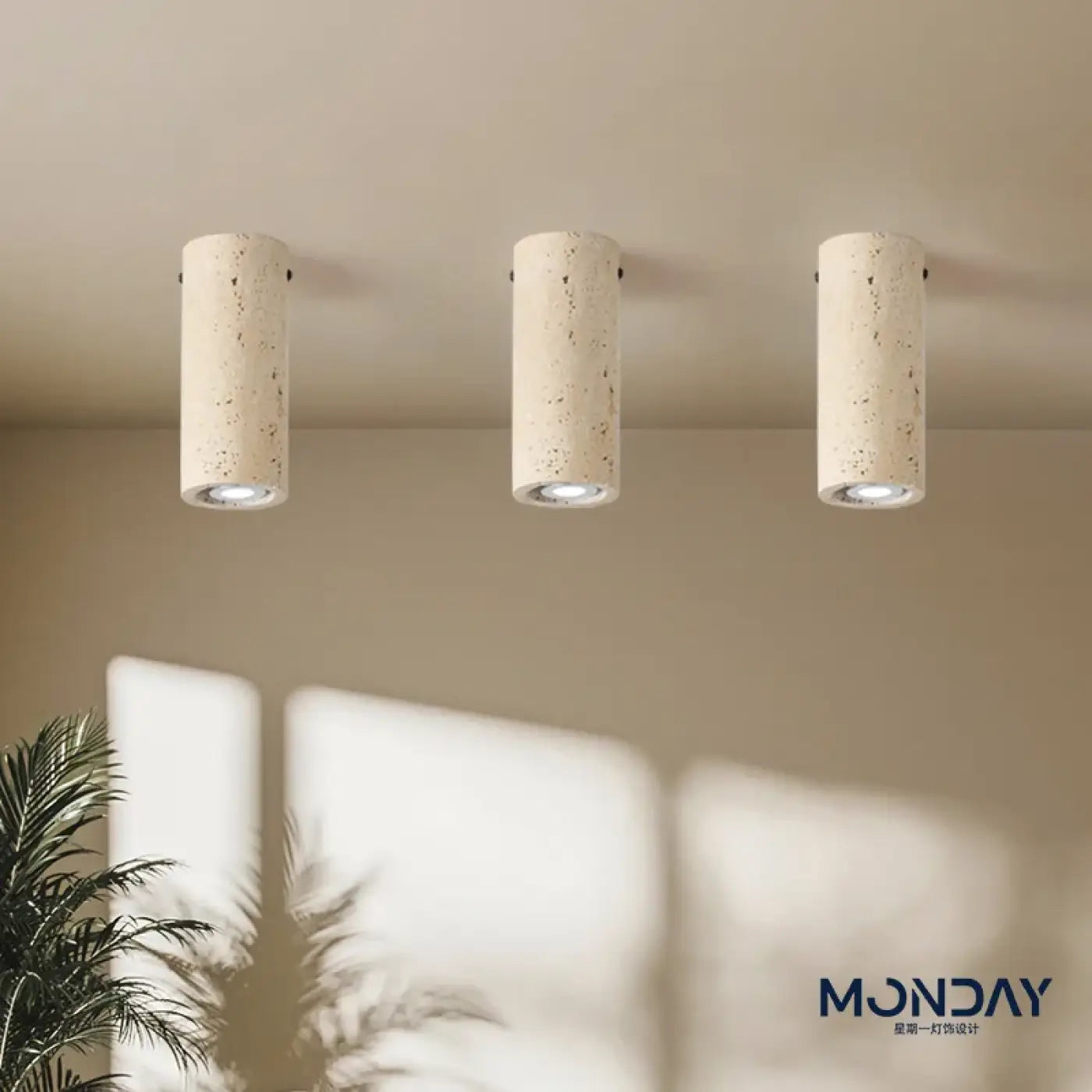 Modern beige stone and metal ceiling light | TASU