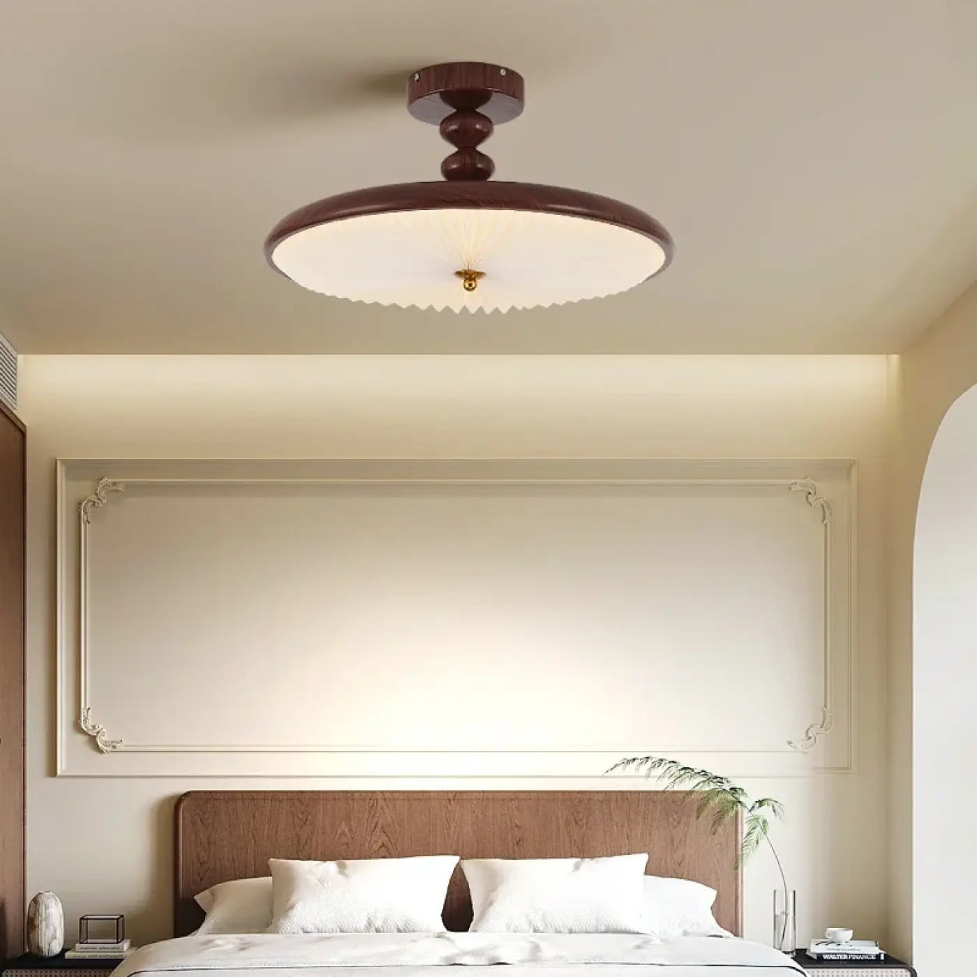 Industrial modern glass and wood LED ceiling light | TEZUMU