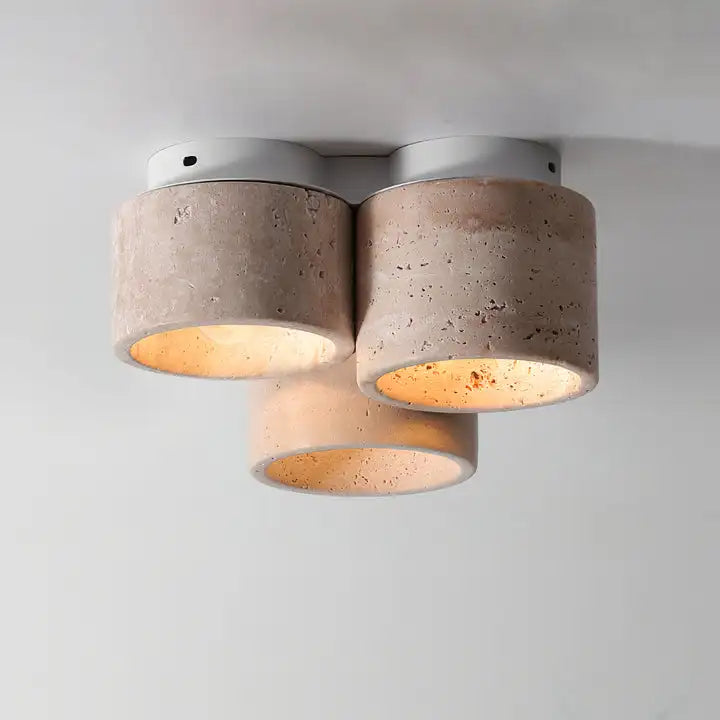 Plafonnier wabi-sabi brut minimaliste en travertin