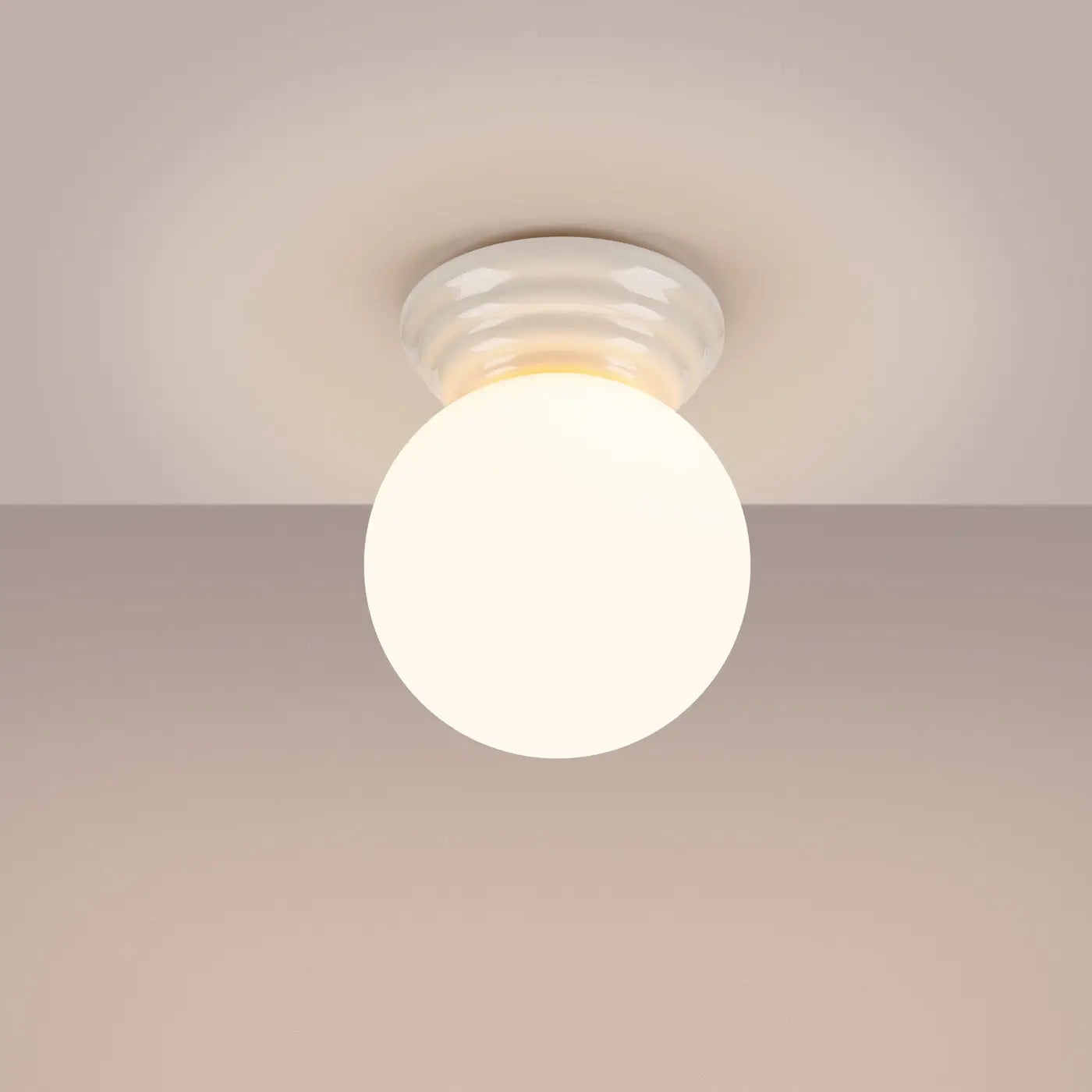 Modern white ceramic IP44 ceiling light | VONON