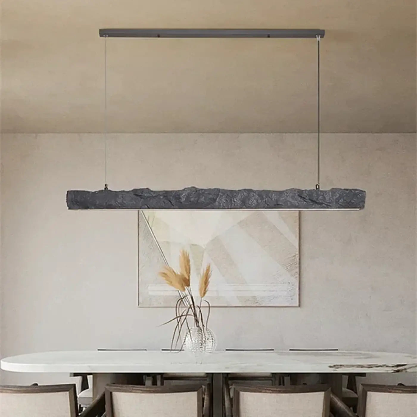 Linear white plaster-finish LED ceiling light | HOZOS