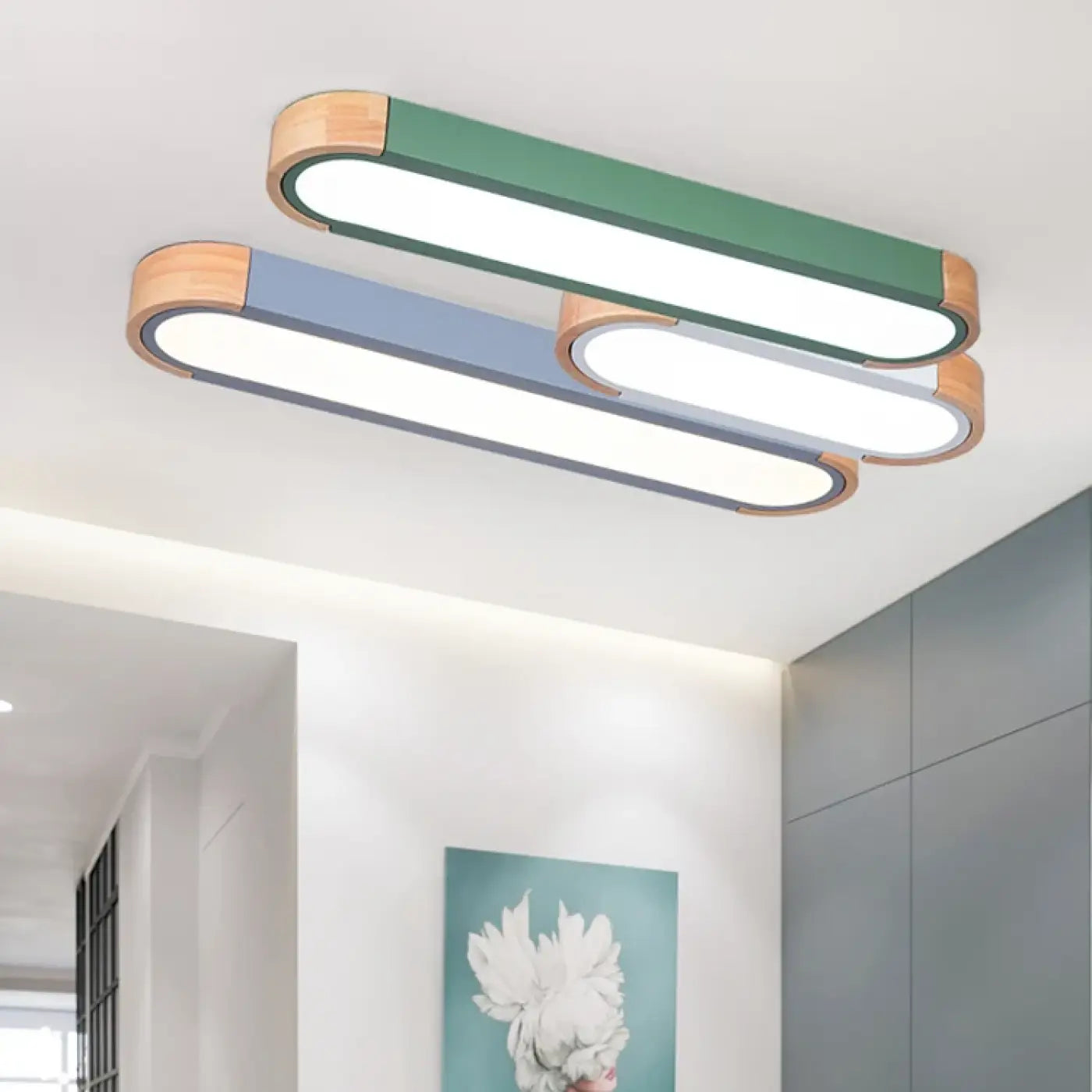LED wood and glass modern design ceiling light | NABOHO
