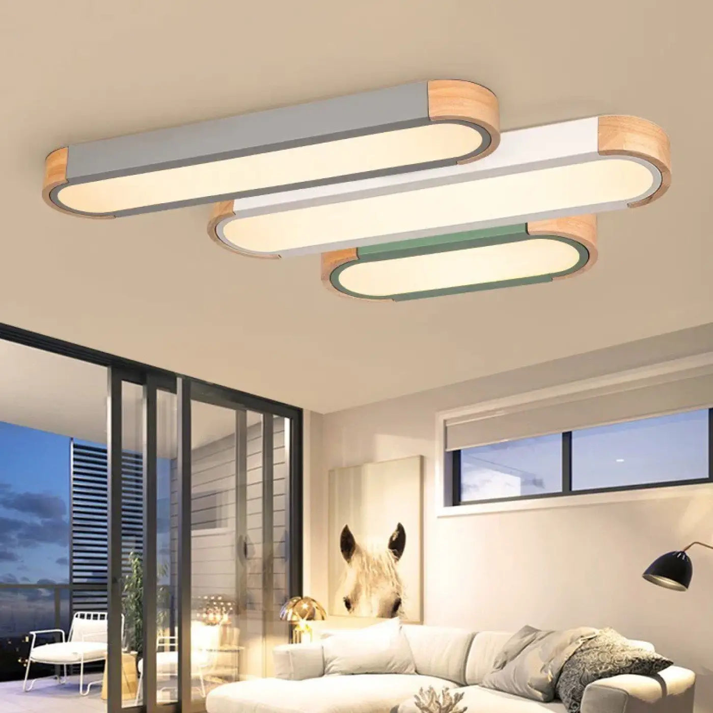LED wood and glass modern design ceiling light | NABOHO