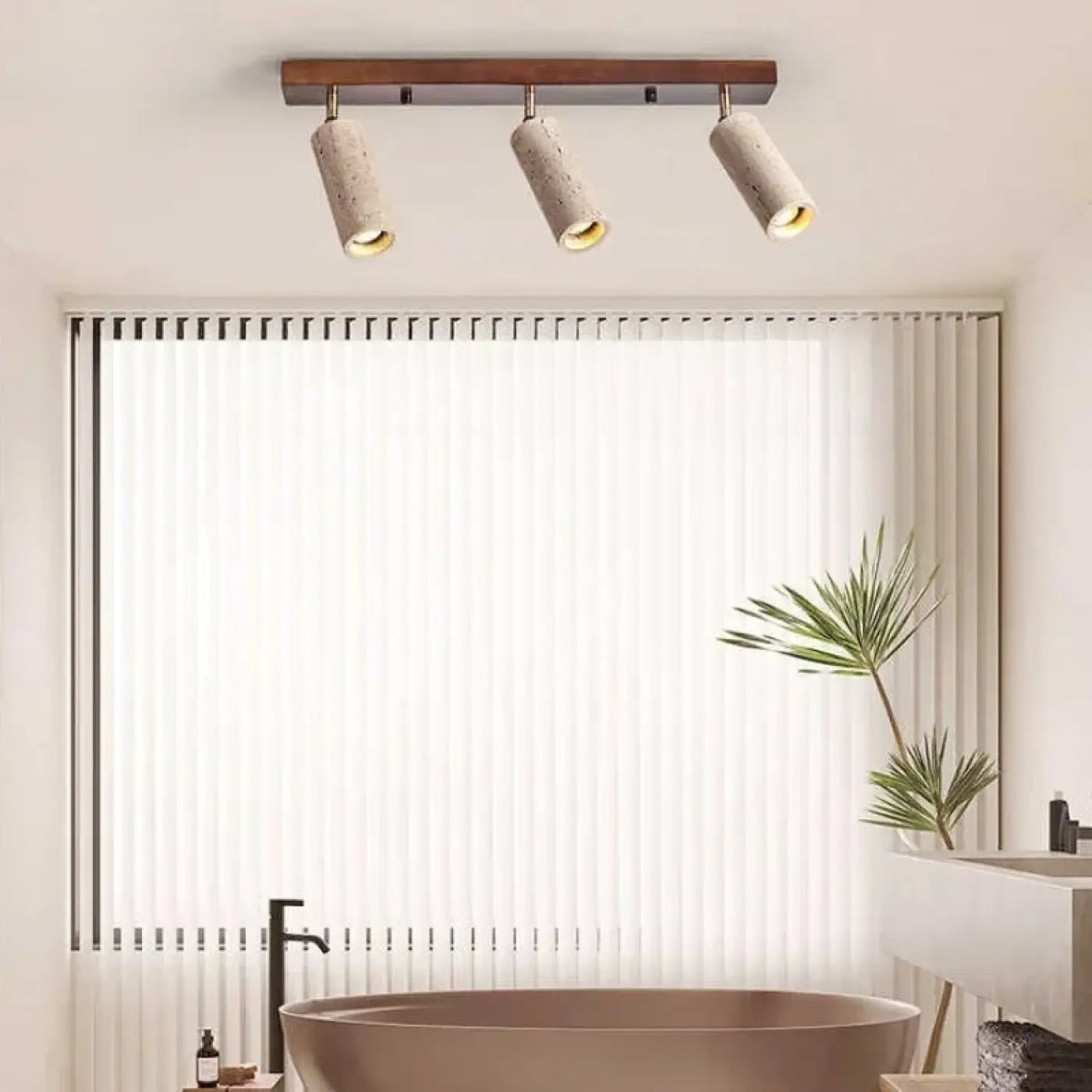 Modern wood and stone LED ceiling light | DEDUZO