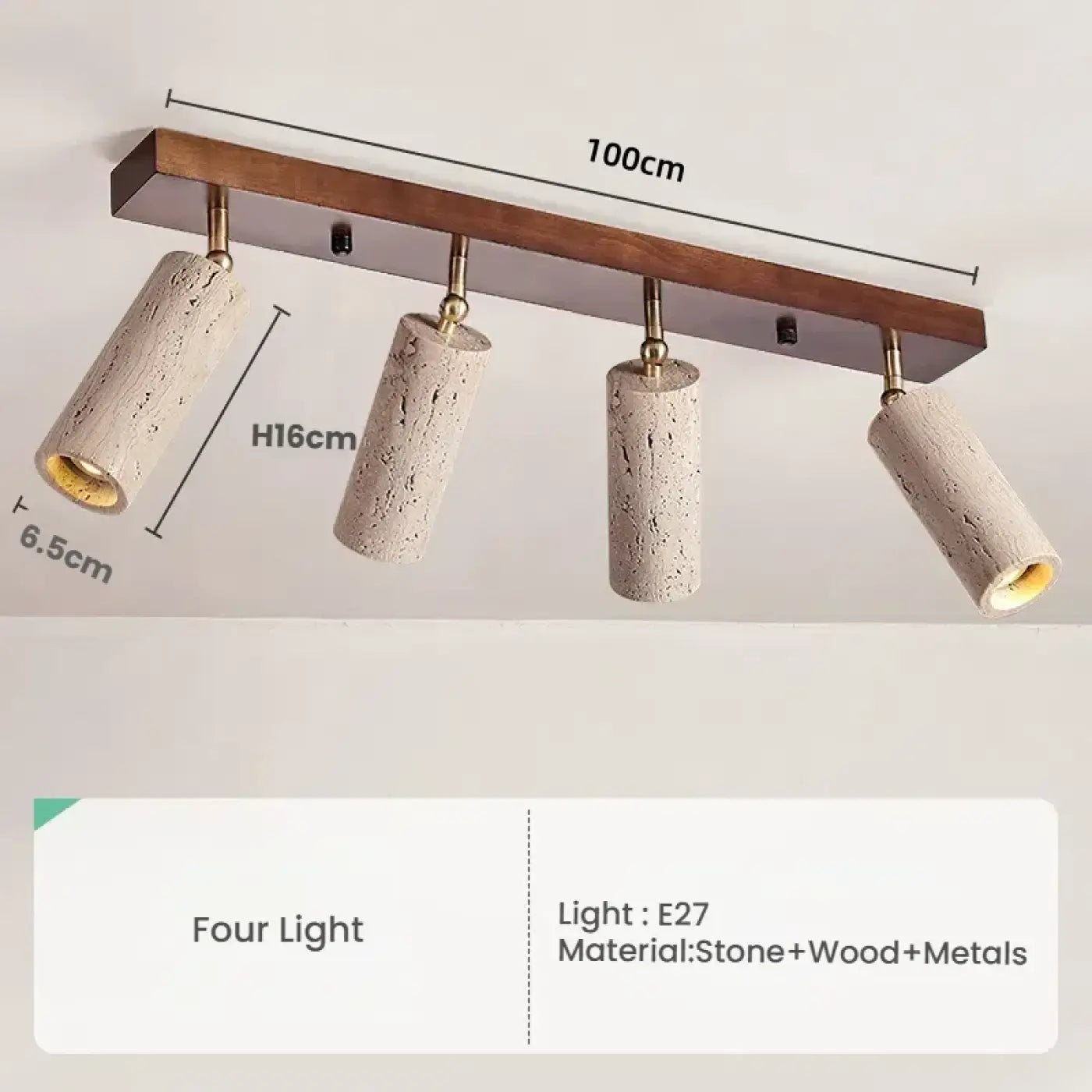 Modern wood and stone LED ceiling light | DEDUZO