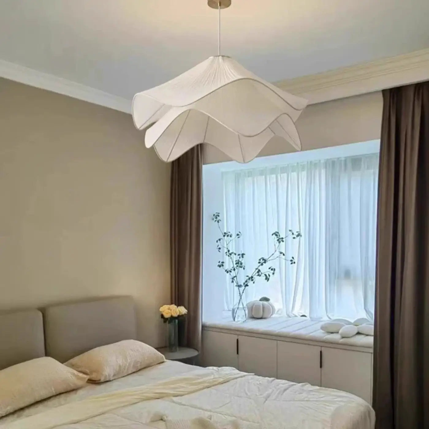 Scandinavian beige fabric LED ceiling light | NUHA
