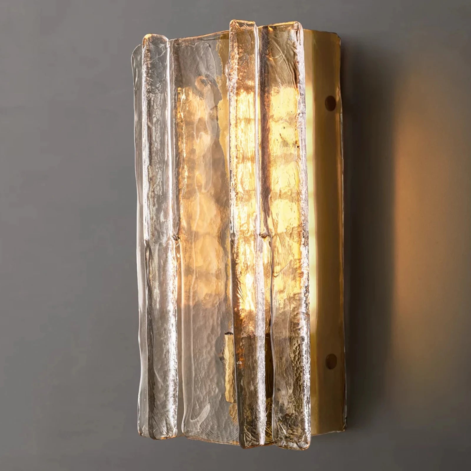 Brass and textured glass designer wall sconce | AVI